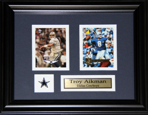 Troy Aikman Dallas Cowboys 2 Card Football Memorabilia Collector Frame