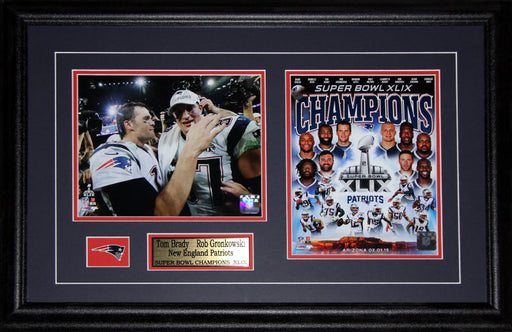 Tom Brady & Rob Gronkowski New England Patriots Superbowl XLIX 2 Photo Football Frame