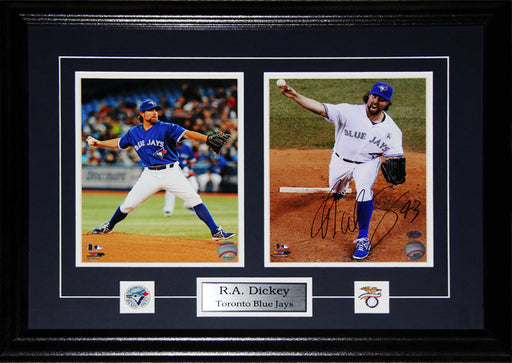 R.A. Dickey Toronto Blue Jays Signed 2 Photo Baseball Collector Frame