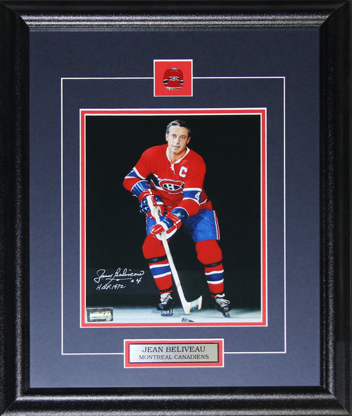 Jean Beliveau Montreal Canadiens Hockey Sports Memorabilia Collector Signed 8x10 Frame (Dark)