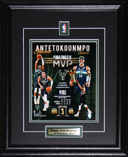 Giannis Antetokounmpo Milwaukee Bucks 2021 NBA Finals MVP Basketball Sports Memorabilia Collector 8x10 Frame