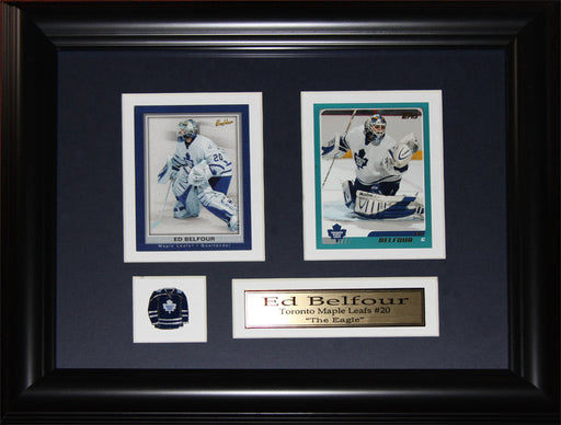 Ed Belfour Toronto Maple Leafs 2 Card Hockey Memorabilia Collector Frame