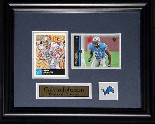 Calvin Johnson Detroit Lions 2 Card Football Memorabilia Collector Frame
