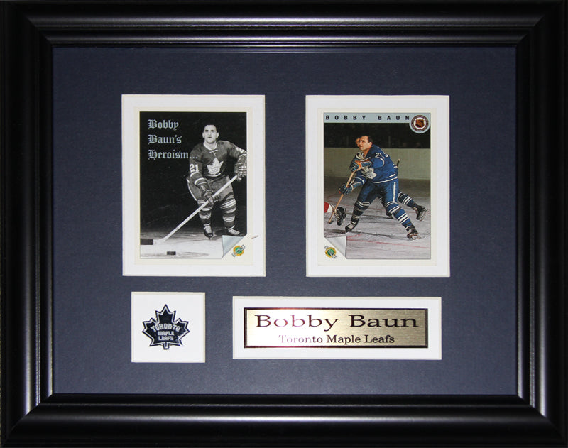 Bobby Baun Toronto Maple Leafs 2 Card Hockey Memorabilia Collector Frame