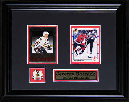 Jeremy Roenick Chicago Blackhawks 2 Card Hockey Memorabilia Collector Frame