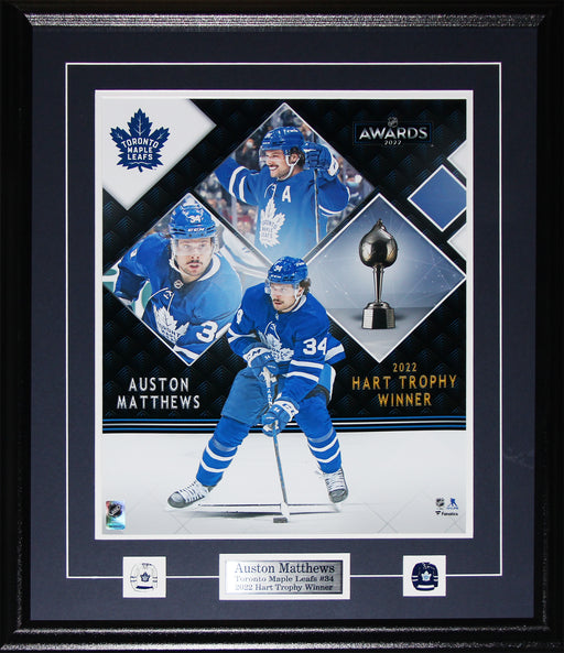 Auston Matthews Toronto Maple Leafs 2022 Commemorative Hart Trophy 16x10 Hockey Collector Frame