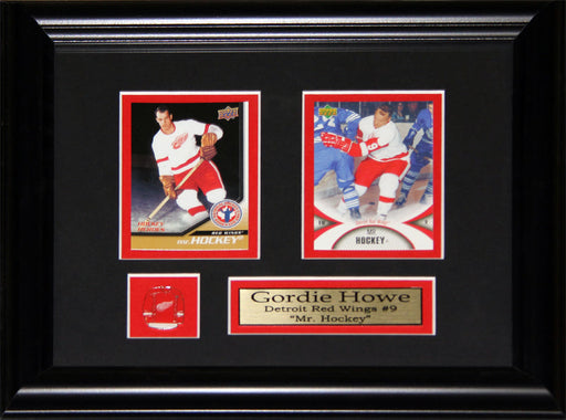 Gordie Howe Detroit Red Wings 2 Card Hockey Memorabilia Collector Frame