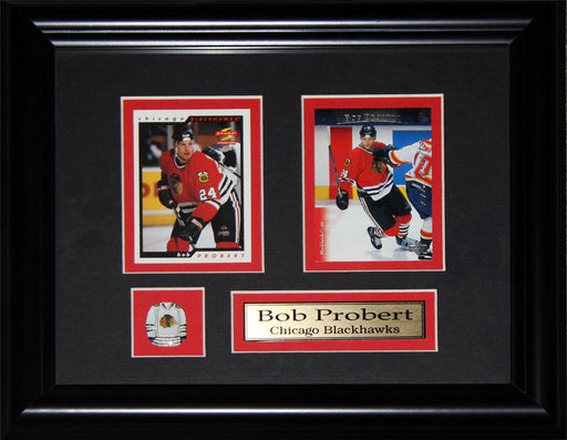 Bob Probert Chicago Blackhawks 2 Card Hockey Memorabilia Collector Frame