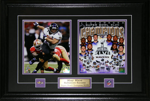 Ray Rice Baltimore Ravens Superbowl XLVII 2 Photo Football Collector Frame