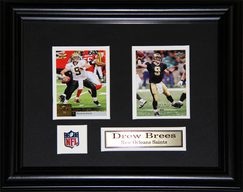 Drew Brees New Orleans Saints 2 Card Football Memorabilia Collector Frame
