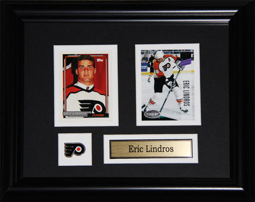 Eric Lindros Philadelphia Flyers 2 Card Hockey Memorabilia Collector Frame