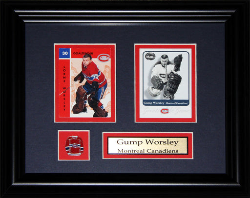 Gump Worsley Montreal Canadiens 2 Card Hockey Memorabilia Collector Frame