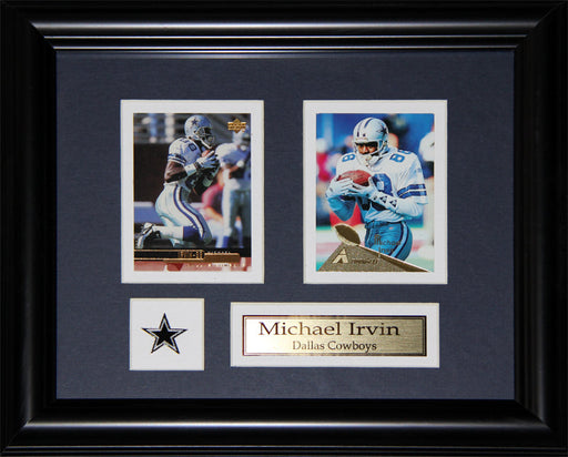 Michael Irvin Dallas Cowboys 2 Card Football Memorabilia Collector Frame