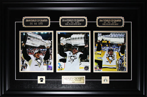 Sidney Crosby Pittsburgh Penguins 2009 2016 2017 Stanley Cup 3 Photograph Hockey Frame