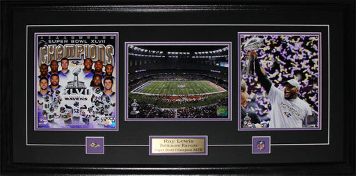 Ray Lewis Baltimore Ravens Superbowl XLVII 3 Photo Football Collector Frame