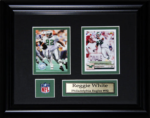 Reggie White Philadelphia Eagles 2 Card Football Memorabilia Collector Frame