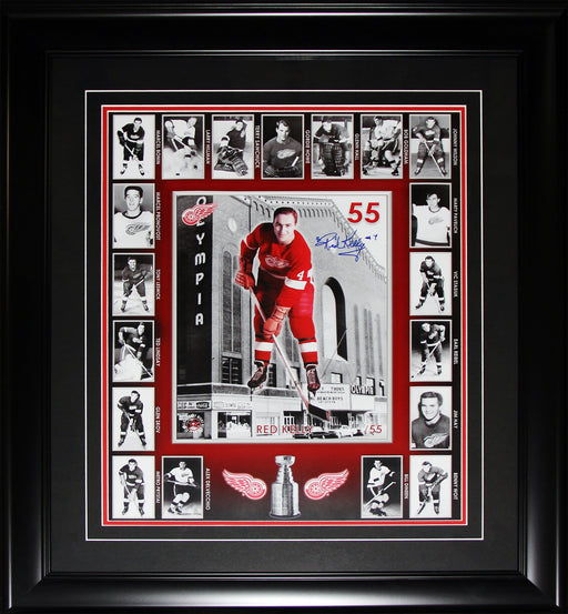 Red Kelly Detroit Red Wings Hockey Memorabilia Compilation Signed 16x20 Frame