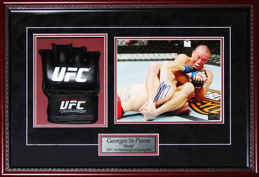 Georges St-Pierre Mixed Martial Arts UFC Signed 8x10 with MMA Glove Frame
