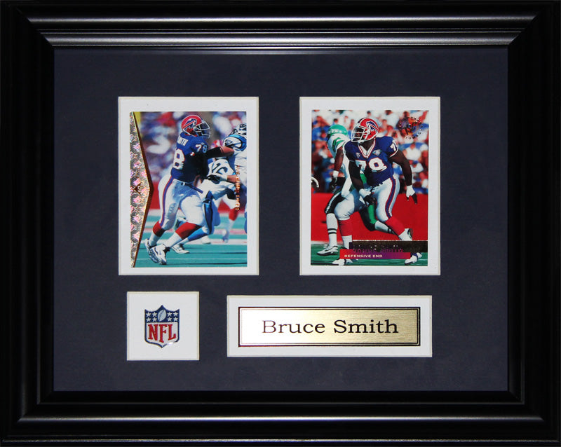 Bruce Smith Buffalo Bills 2 Card Football Memorabilia Collector Frame