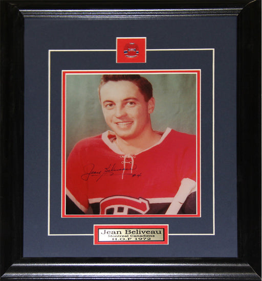 Jean Beliveau Montreal Canadiens Signed 8x10 Hockey Collector Frame