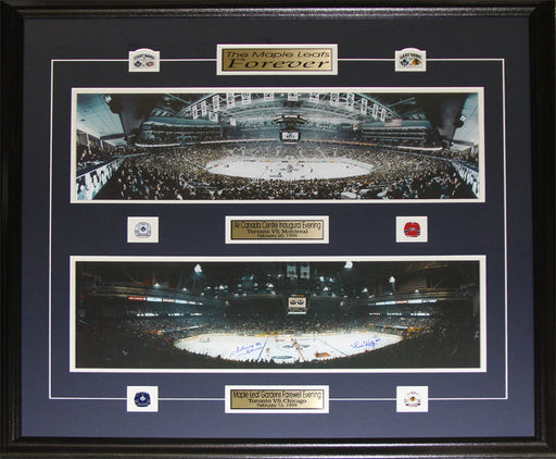 Toronto Maple Leafs Gardens Air Canada Center Last First Game Hockey Frame Signed by Johnny Bower & Red Kelly
