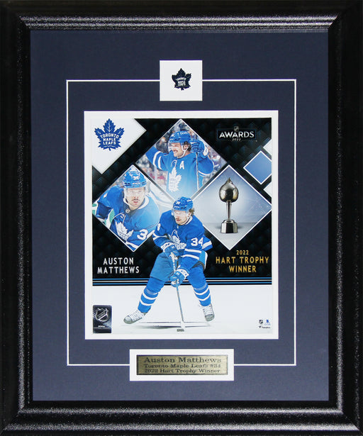 Auston Matthews Toronto Maple Leafs 2022 Commemorative Hart Trophy 8x10 Hockey Collector Frame
