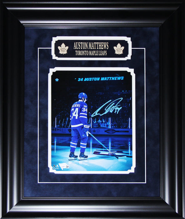Auston Matthews Toronto Maple Leafs Signed 8x10 Etched Sued Hockey Memorabilia Frame