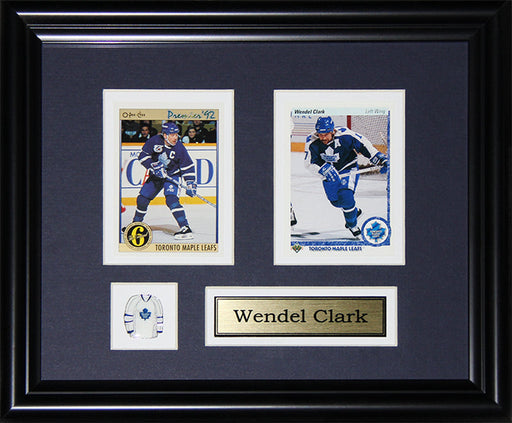 Wendel Clark Toronto Maple Leafs 2 Card Hockey Memorabilia Collector Frame