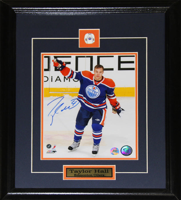 Taylor Hall Edmonton Oilers Signed 8x10 Hockey Memorabilia Collector Frame