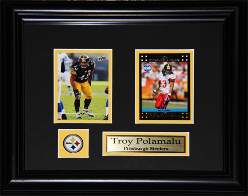 Troy Polamalu Pittsburgh Steelers 2 Card Football Collector Frame