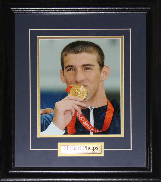 Michael Phelphs Team America Summer Olympics Swimming Gold Medal 8x10 Frame