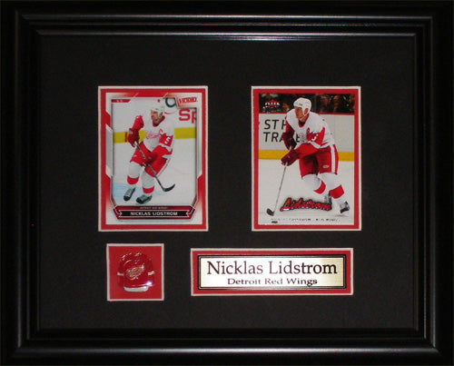 Nicklas Lidstrom Detroit Red Wings 2 Card Hockey Memorabilia Collector Frame