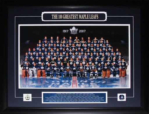 Toronto Maple Leafs Historical Players 100th Centennial Anniversary 18x24 Hockey Frame With Etched Matting