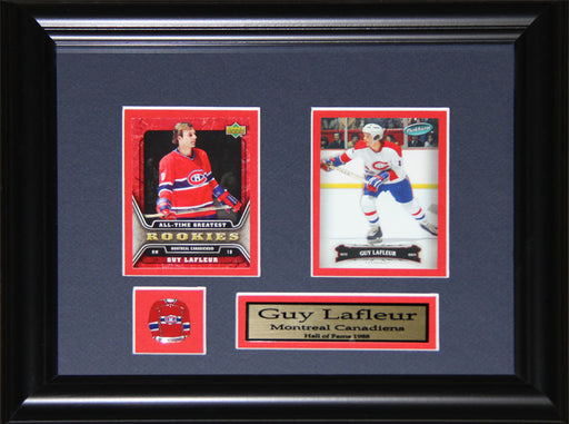 Guy Lafleur Montreal Canadiens 2 Card Hockey Memorabilia Collector Frame