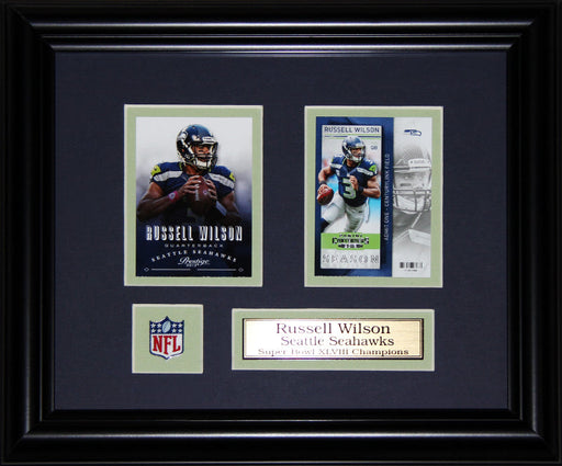 Russell Wilson Seattle Seahawks 2 Card Football Memorabilia Collector Frame