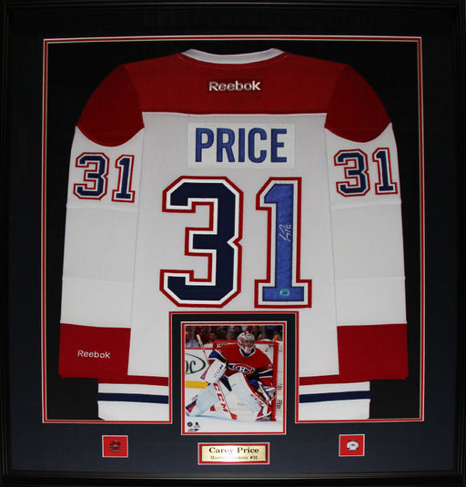 Carey Price Montreal Canadiens Signed White Jersey Hockey Collector Frame