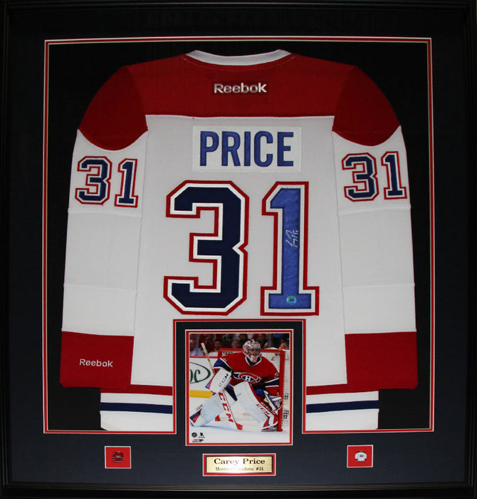 Carey Price Montreal Canadiens Signed White Jersey Hockey Collector Frame