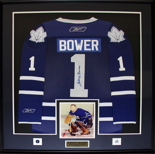 Johnny Bower Toronto Maple Leafs Signed Jersey Hockey Collector Frame