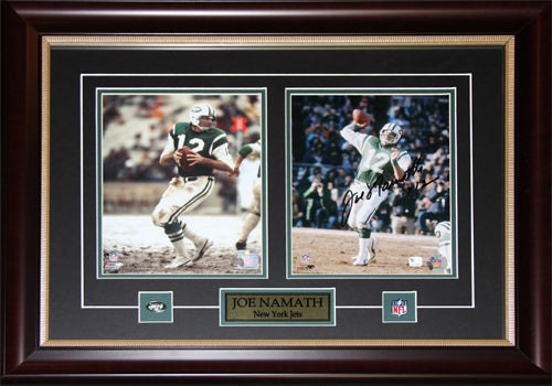 Joe Namath New York Jets 2 Photo Signed Football Memorabilia Collector Frame