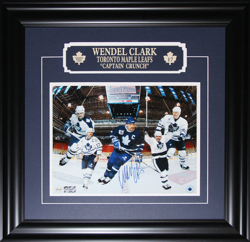 Wendel Clark Toronto Maple Leafs Signed 11x14 Etched Matting Collage Collector Frame