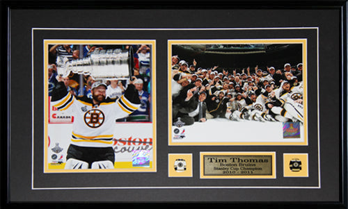 Tim Thomas Boston Bruins Stanley Cup 2 Photo Hockey Collector Frame