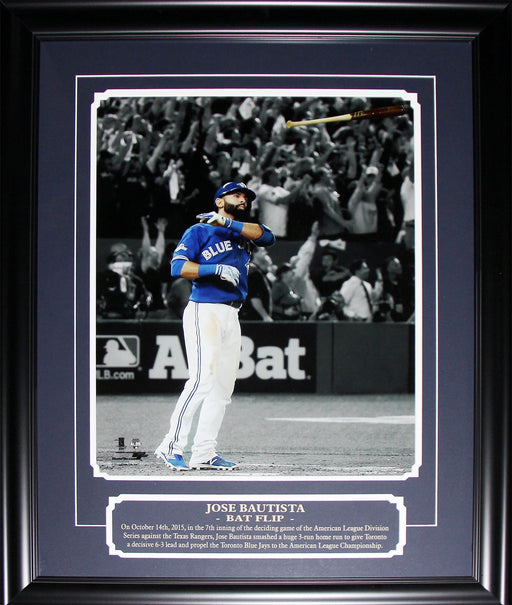 Jose Bautista Toronto Blue Jays Bat Flip 2015 AL Finals 16x20 Baseball Frame Etched Plaque