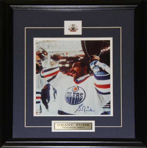Grant Fuhr Edmonton Oilers Signed 8x10 Hockey Memorabilia Collector Frame