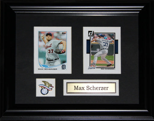 Max Scherzer Detroit Tigers 2 Card Baseball Memorabilia Collector Frame