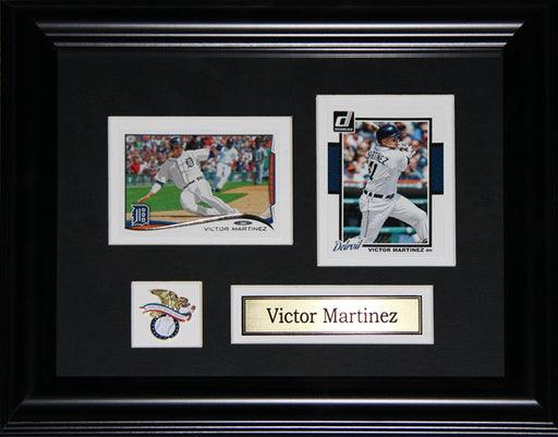 Victor Martinez Detroit Tigers 2 Card Baseball Memorabilia Collector Frame