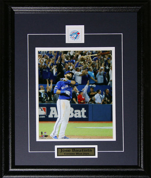 Jose Bautista Toronto Blue Jays Bat Flip Home Run 2015 AL Finals Color 8x10 Baseball Frame