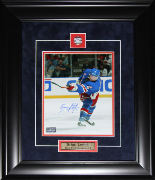Brian Leetch New York Rangers Signed 8x10 Hockey Memorabilia Collector Frame