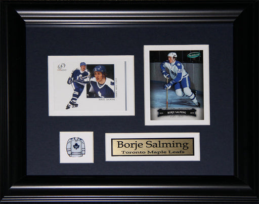 Borje Salming Toronto Maple Leafs 2 Card Hockey Memorabilia Collector Frame
