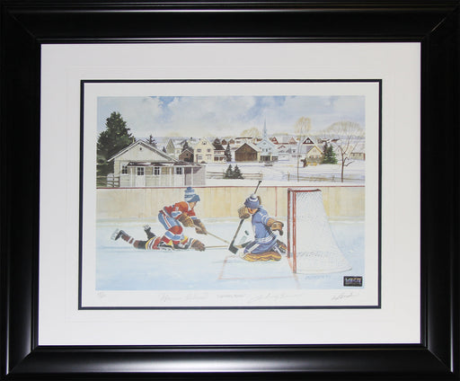 Legendary Rivals Hockey Lithograph Signed by Maurice Richard and Johnny Bower Hockey Frame