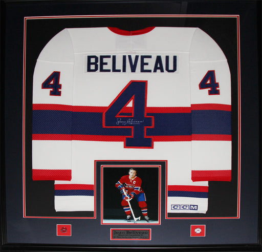 Jean Beliveau Montreal Canadiens Signed Jersey Hockey Collector Frame